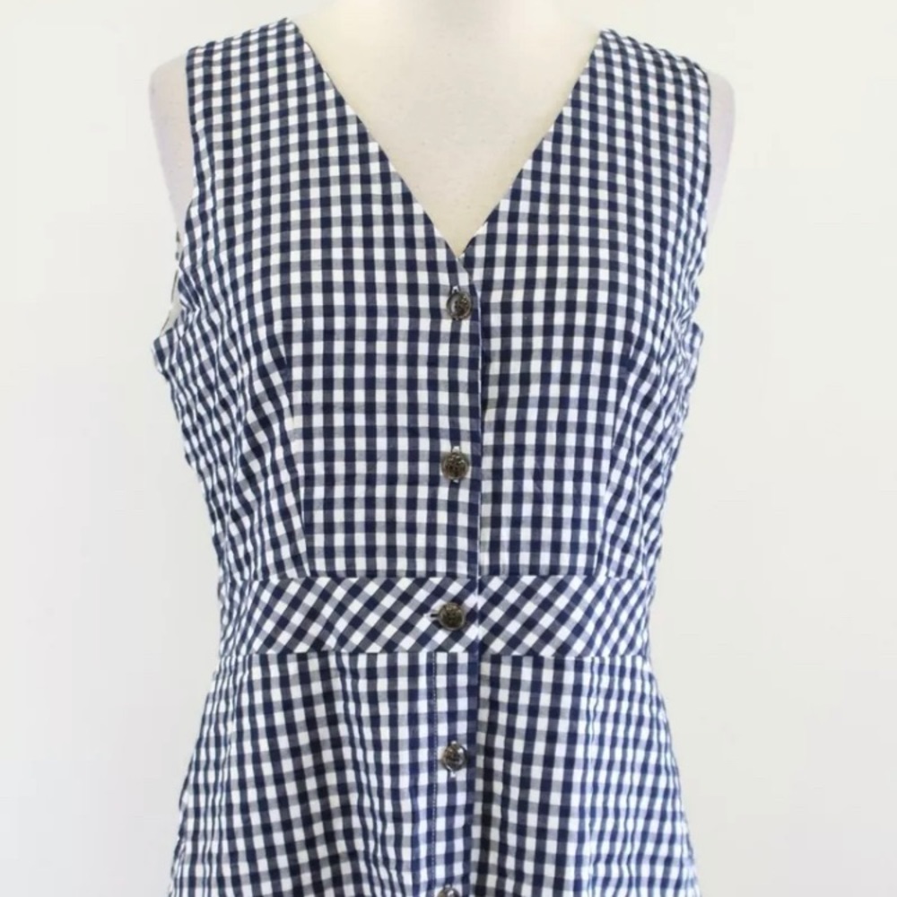 JCrew cotton V-neck shirtdress, gingham size 8